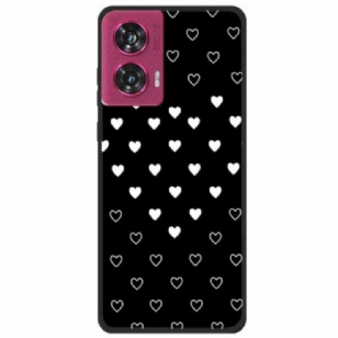 Coque Motorola Edge 50 Fusion Coeurs Blancs