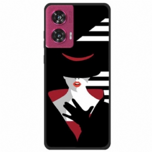 Coque Motorola Edge 50 Fusion Dame au Chapeau Noir