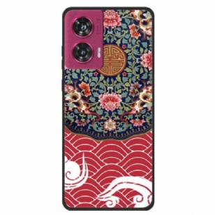 Coque Motorola Edge 50 Fusion Grappe Florale et Dragon