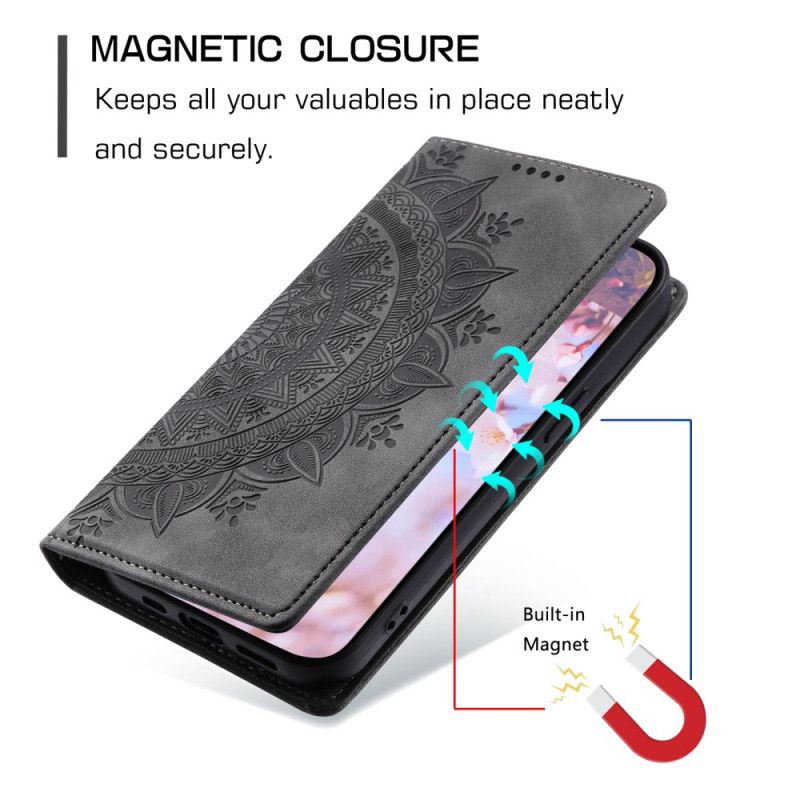 Flip Cover Motorola Edge 50 Fusion Effet Daim Mandala