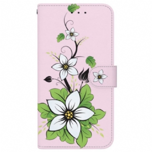 Pour Motorola Edge 50 Fusion 5G - Coque Portefeuille avec Motif Imprimé - Lys