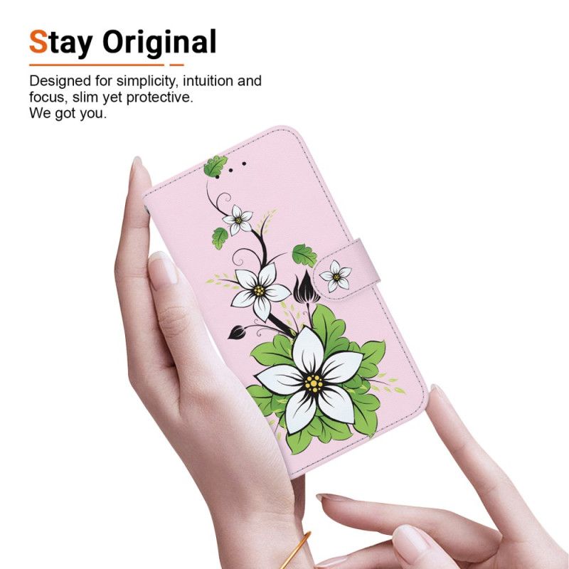 Pour Motorola Edge 50 Fusion 5G - Coque Portefeuille avec Motif Imprimé - Lys