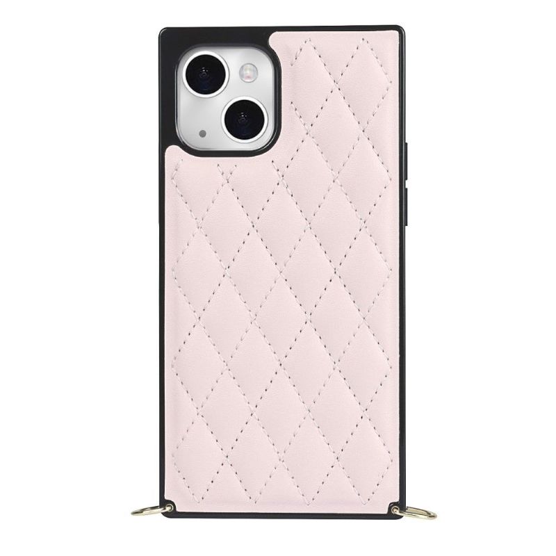 Coque iPhone 13 Effet Cuir Matelassé et Cordon