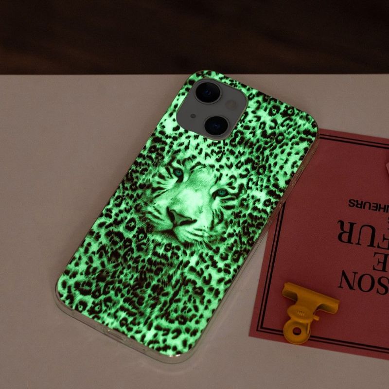 Coque iPhone 13 Fluorescente Panthère des neiges