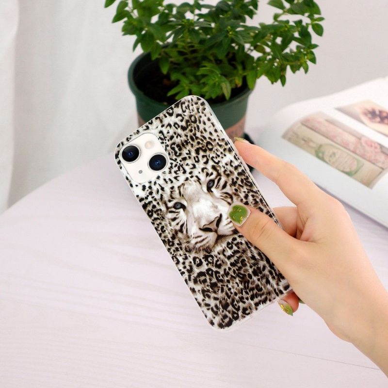 Coque iPhone 13 Fluorescente Panthère des neiges