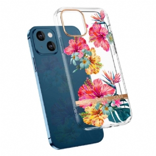 Coque iPhone 13 Transparent fleurs colorées