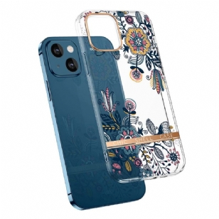 Coque iPhone 13 Transparent fleurs graffiti