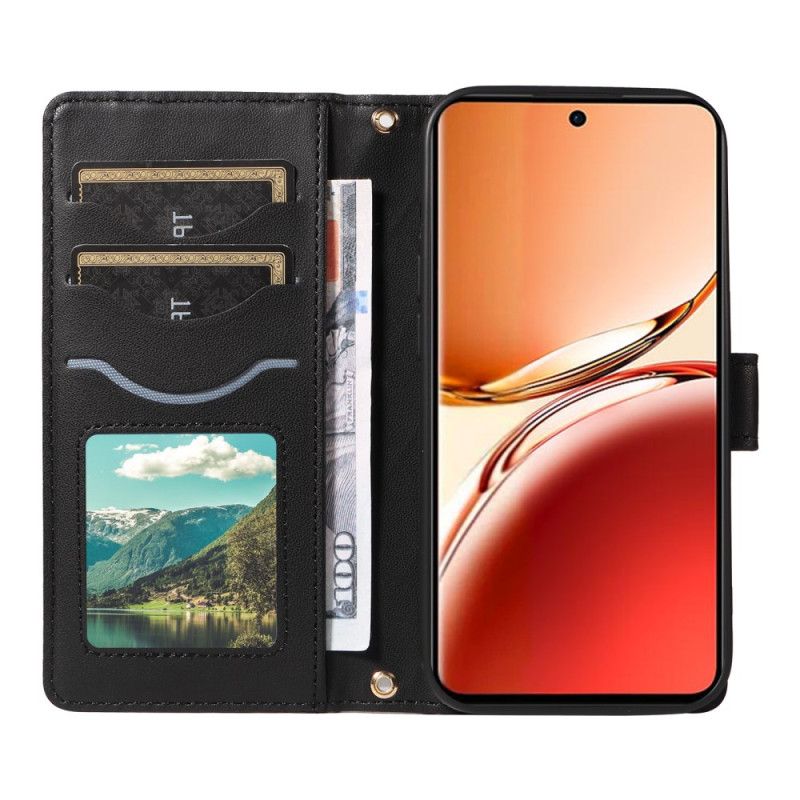 Housse Oppo Reno 12 F 5G Portefeuille avec Bandoulière et Dragonne