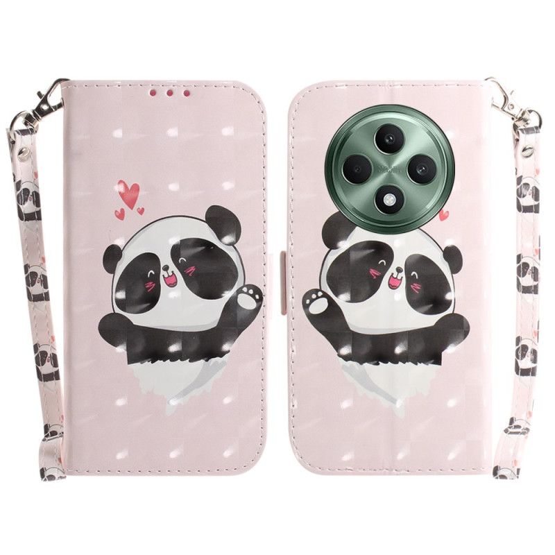 Housse Oppo Reno 12F 5G Panda Love à Lanière