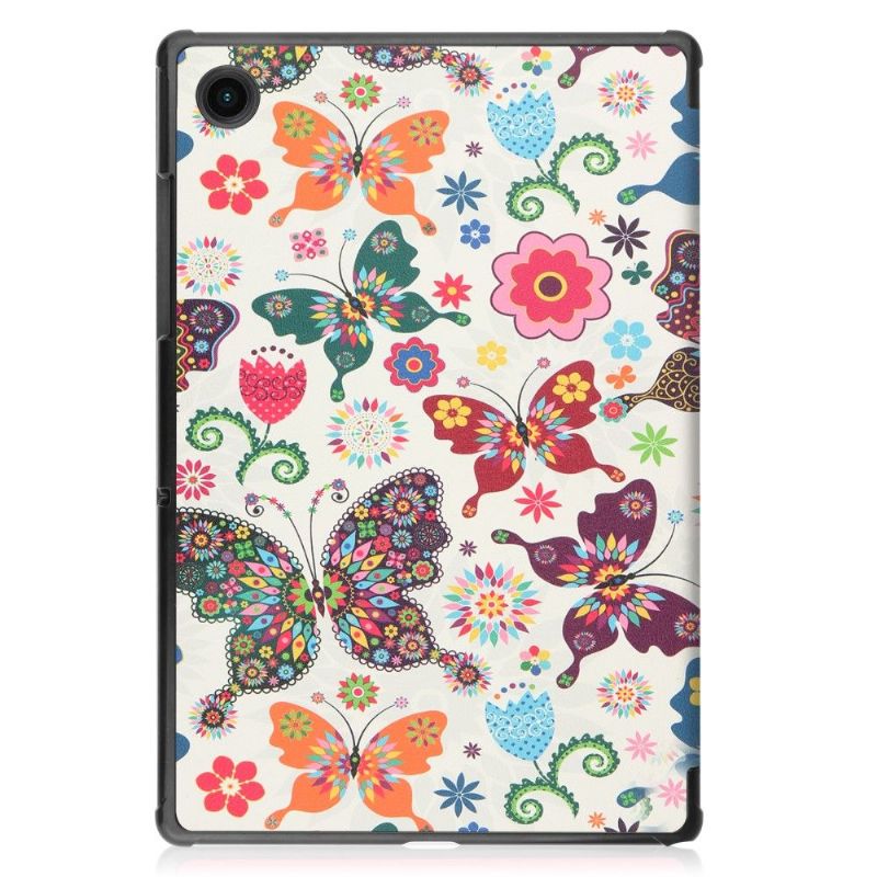 Coque Samsung Galaxy Tab A8 (2021) avec rabat intelligent papillons et fleurs