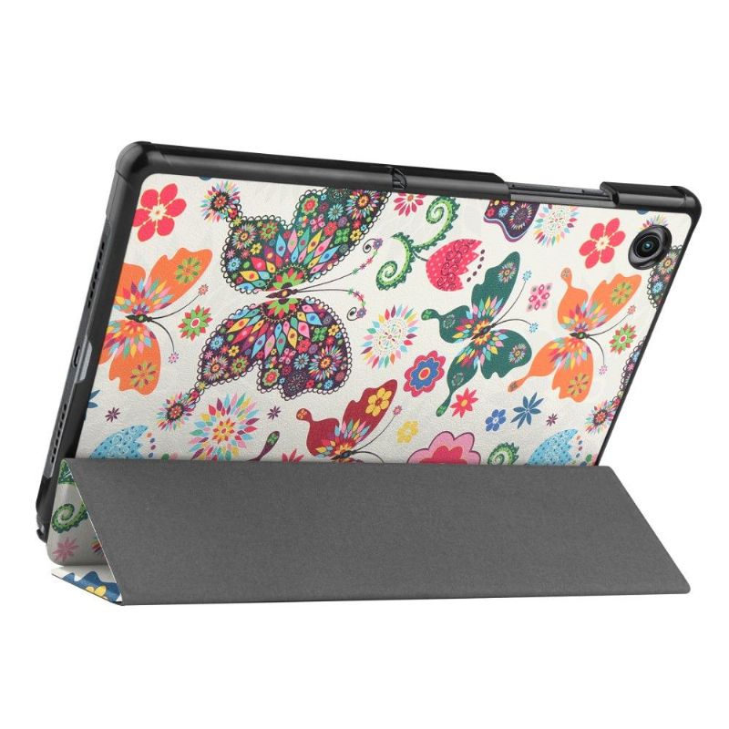 Coque Samsung Galaxy Tab A8 (2021) avec rabat intelligent papillons et fleurs