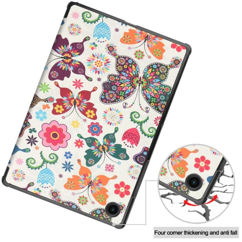 Coque Samsung Galaxy Tab A8 (2021) avec rabat intelligent papillons et fleurs