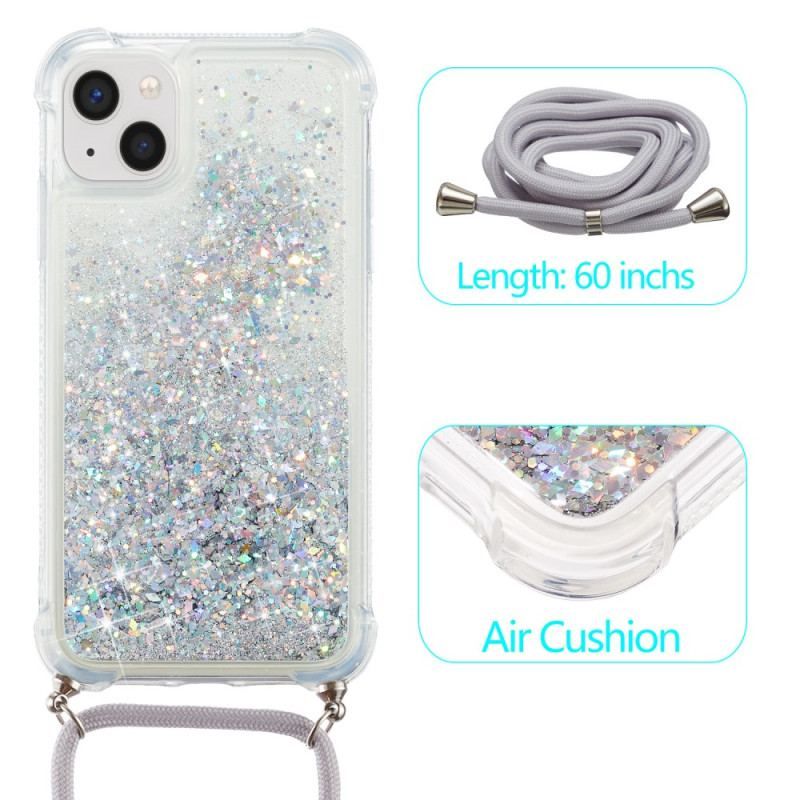 Coque iPhone 15 Plus à Cordon Paillettes