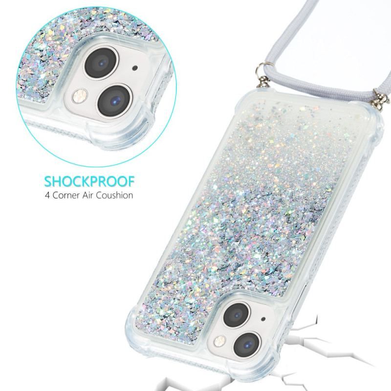 Coque iPhone 15 Plus à Cordon Paillettes