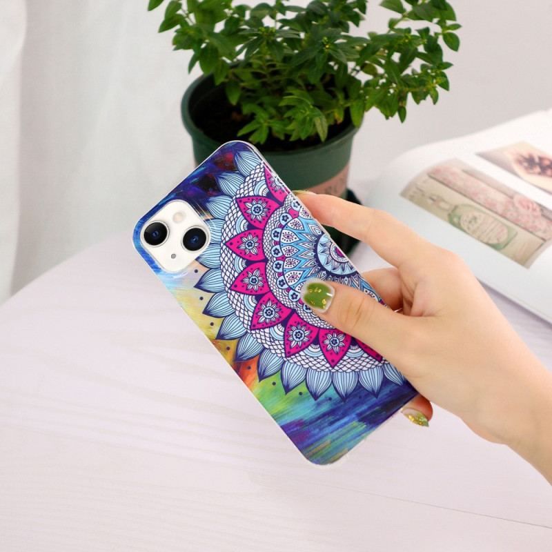 Coque iPhone 15 Plus Fluorescente Mandala