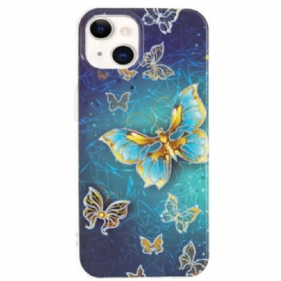 Coque iPhone 15 Plus Papillons Dorés