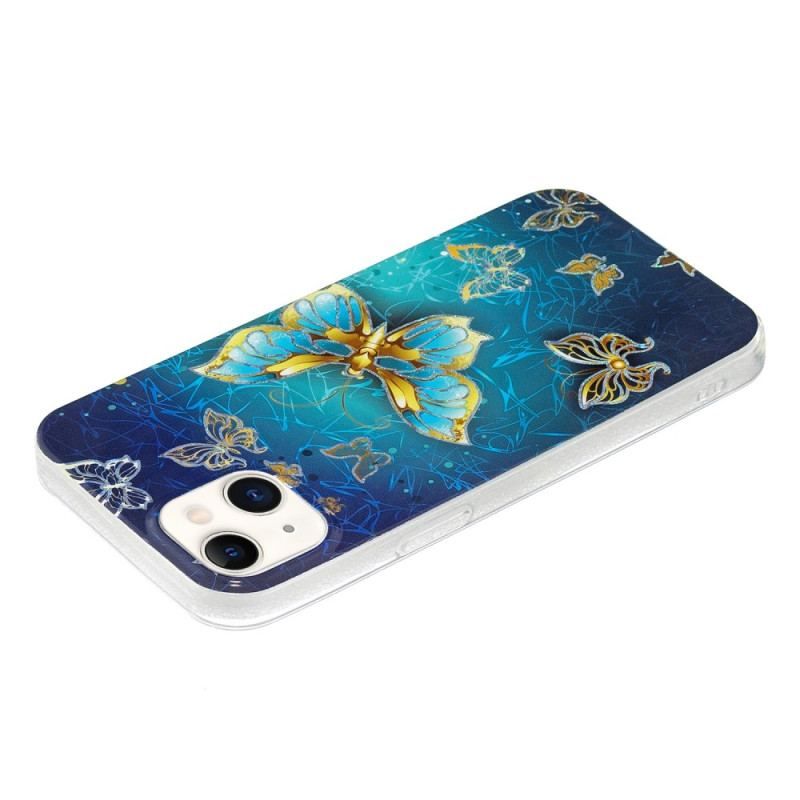 Coque iPhone 15 Plus Papillons Dorés