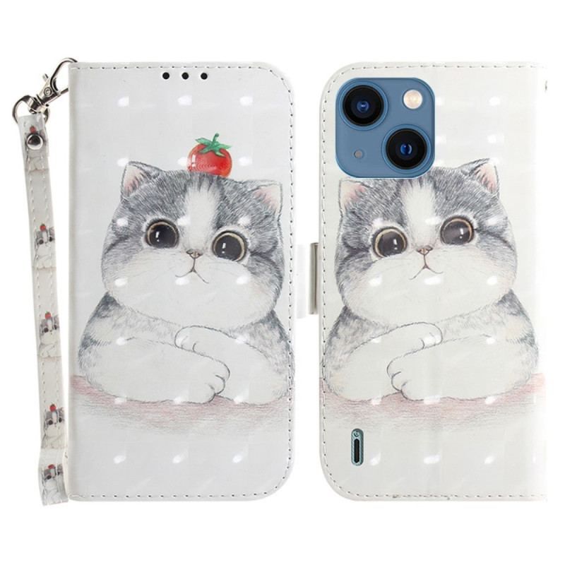 Housse iPhone 15 Plus Chat Graphique à Lanière