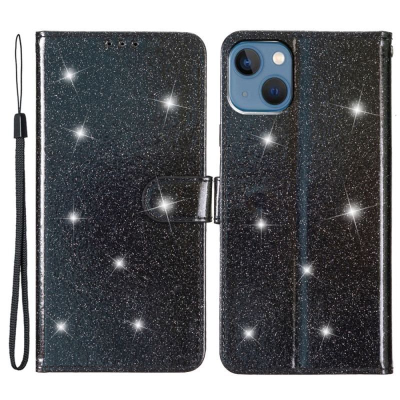 Housse iPhone 15 Plus Effet Paillettes à Lanière