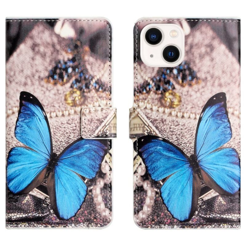 Housse iPhone 15 Plus Papillon Bleu