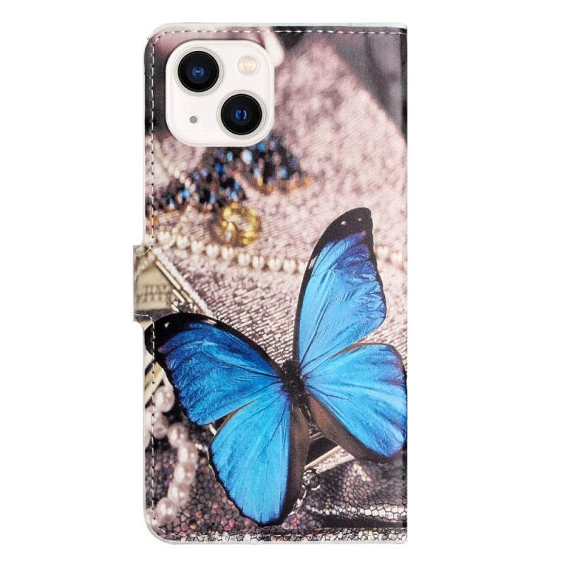 Housse iPhone 15 Plus Papillon Bleu