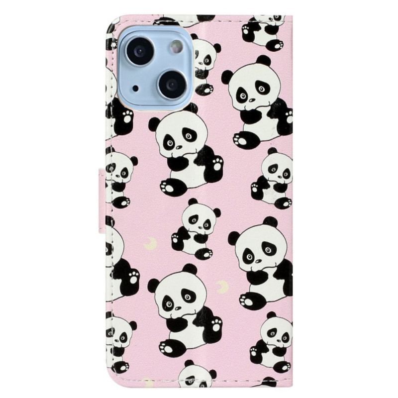 Housse iPhone 15 Plus Petits Pandas à Lanière