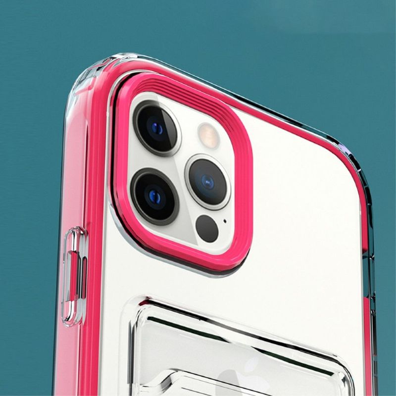 Coque iPhone 13 Pro Max Transparent Porte Carte Rebords couleurs