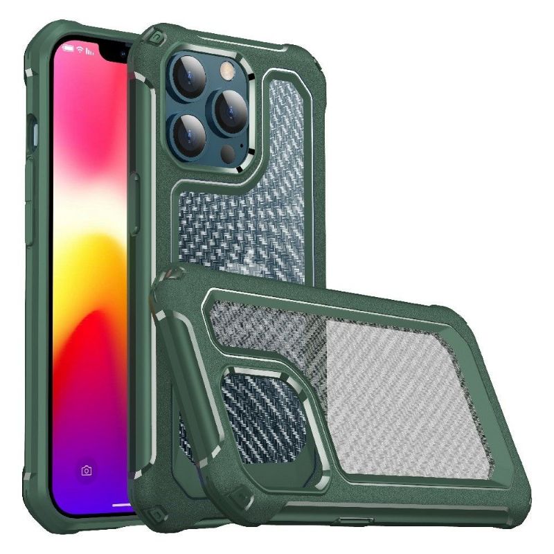 Coque iPhone 13 Pro Max transparent style fibre de carbone