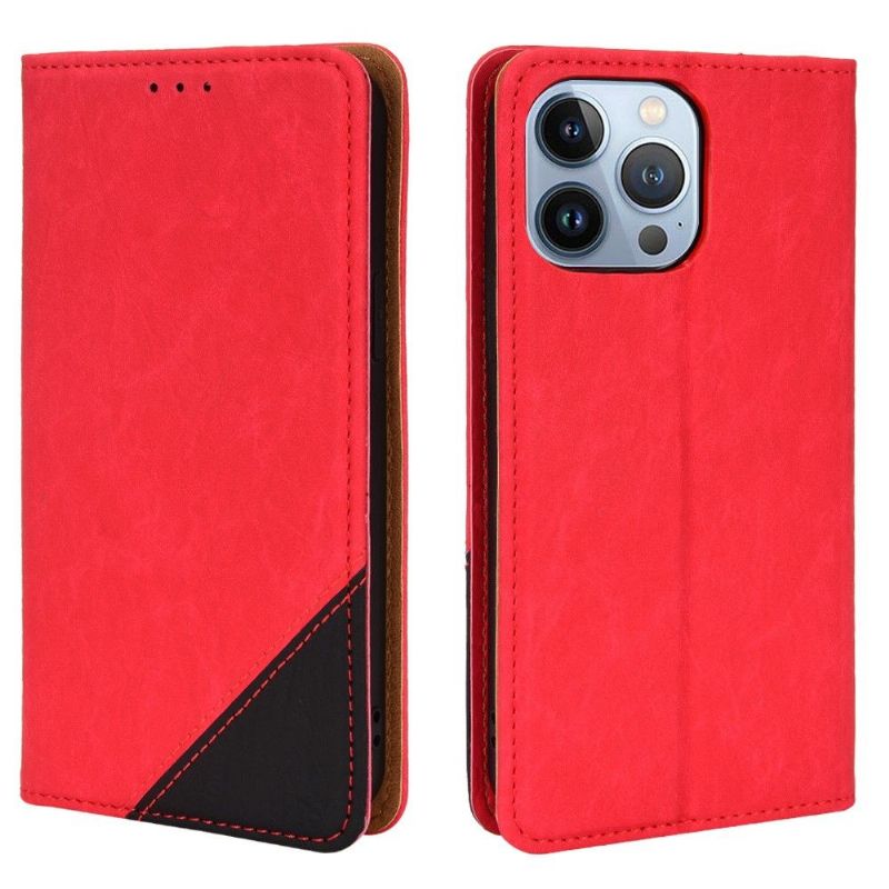 Housse iPhone 13 Pro Max flip cover simili cuir rétro