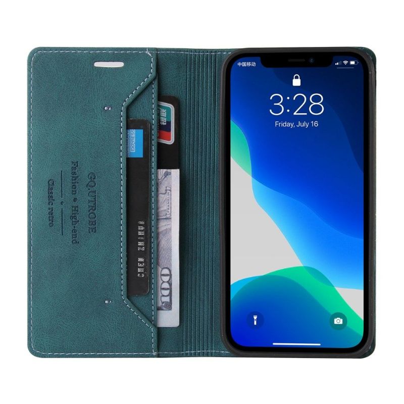 Housse iPhone 13 Pro Max GQ.UTROBE simili cuir rétro