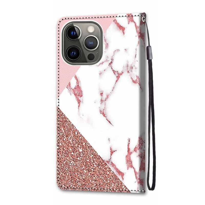 Housse iPhone 13 Pro Max marbre paillettes