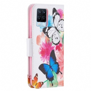 Housse Realme 8 / 8 Pro papillons et fleurs colorées