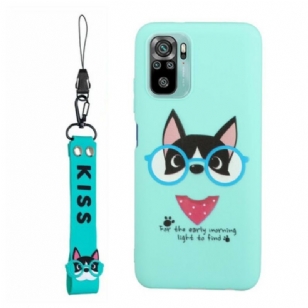 Coque Xiaomi Redmi Note 10/10S/Poco M5s Chien avec Lanière Kiss