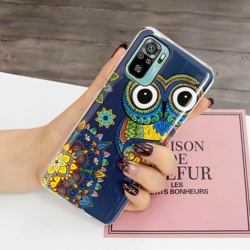 Coque Xiaomi Redmi Note 10/10S/Poco M5s Hibou Mandala Fluorescente