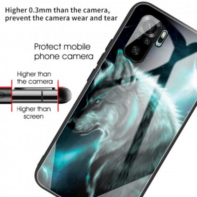 Coque Xiaomi Redmi Note 10/10S/Poco M5s Verre Trempé Loup