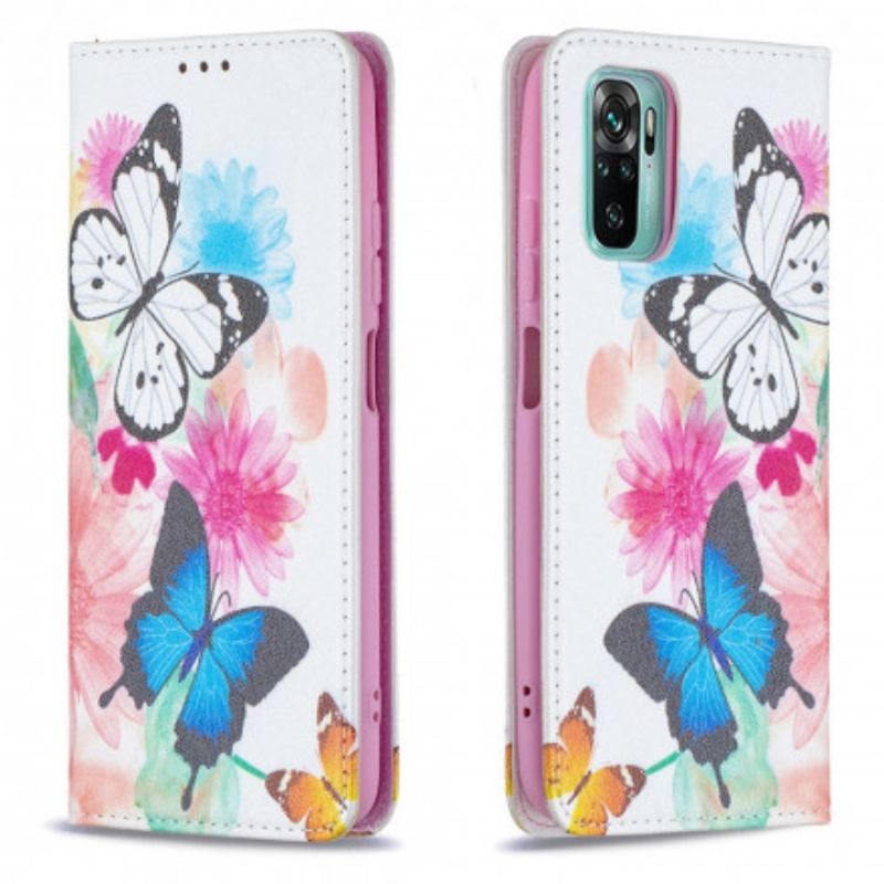 Flip Cover Xiaomi Redmi Note 10/10S/Poco M5s Papillons Colorés