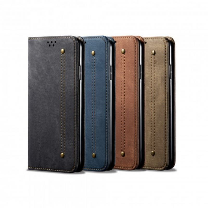 Flip Cover Xiaomi Redmi Note 10/10S/Poco M5s Tissu Jeans