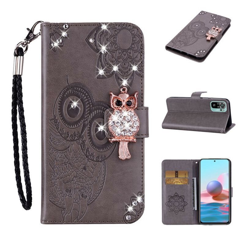 Housse Xiaomi Redmi Note 10/10S/Poco M5s Hibou Mandala et Breloque