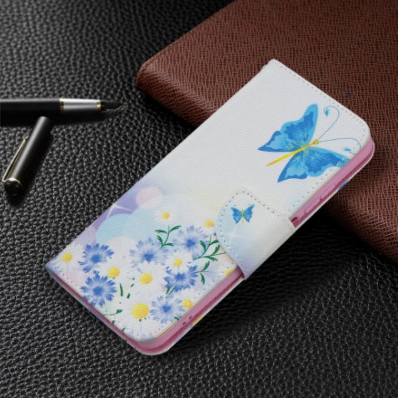 Housse Xiaomi Redmi Note 10/10S/Poco M5s Papillons et Fleurs Peints