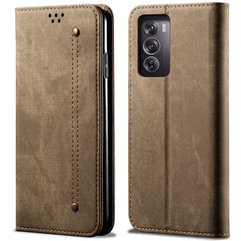 Flip Cover Oppo Reno 12 Pro 5G Tissu Jeans