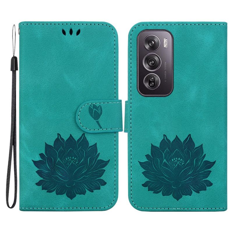 Housse Oppo Reno 12 Pro 5G Fleur de Lotus à Lanière