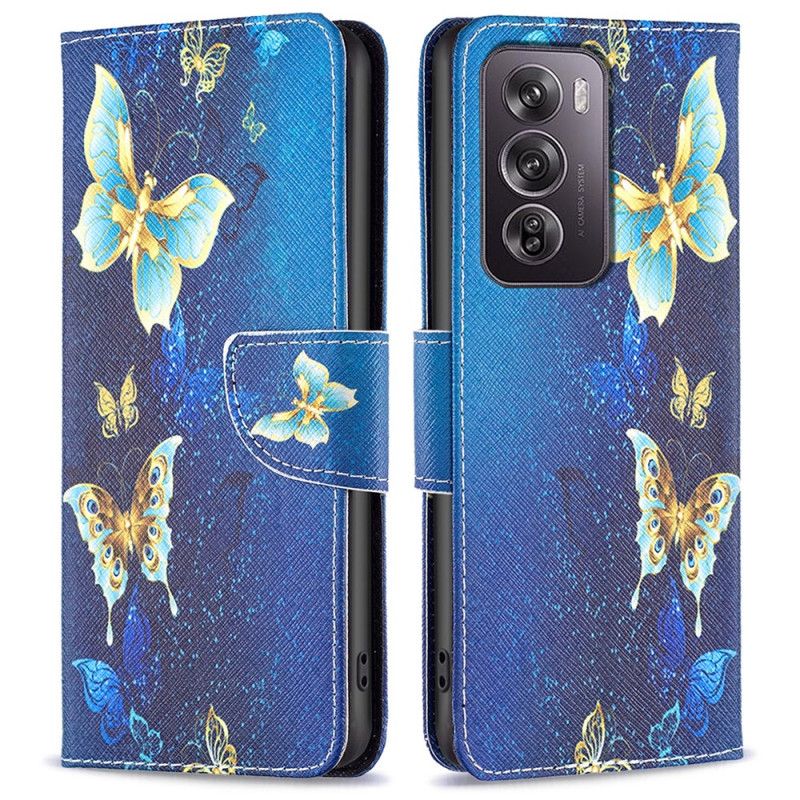 Housse Oppo Reno 12 Pro 5G Papillons dorés