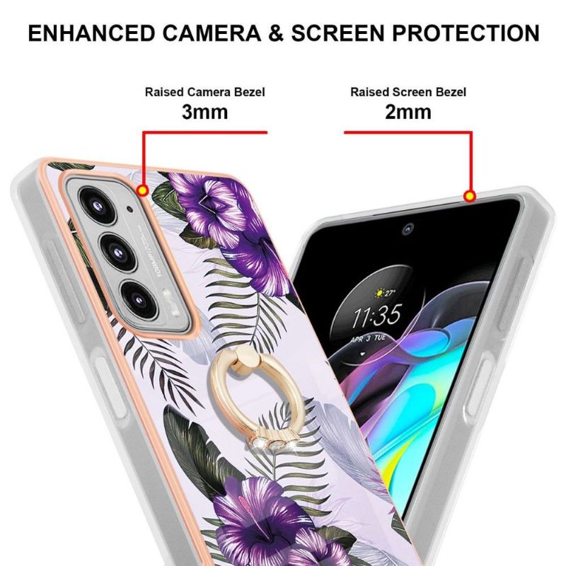 Coque Motorola Edge 20 Fleurs Exotiques avec bague