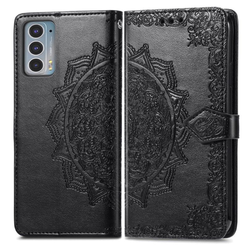 Housse Motorola Edge 20 Mandala relief en simili cuir