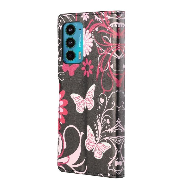 Housse Motorola Edge 20 papillons et fleurs