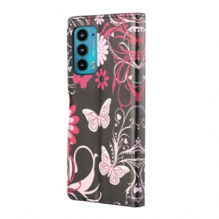 Housse Motorola Edge 20 papillons et fleurs