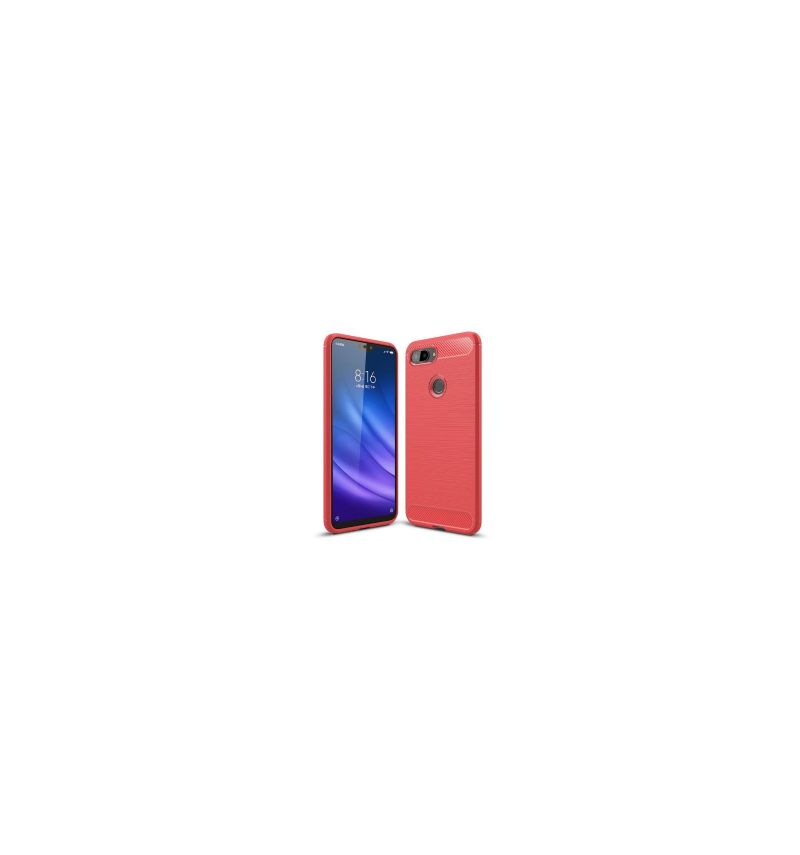 Coque Xiaomi Mi 8 Lite gel brossé carbone