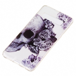 Samsung Galaxy S10 - Coque transparente Skull flowers