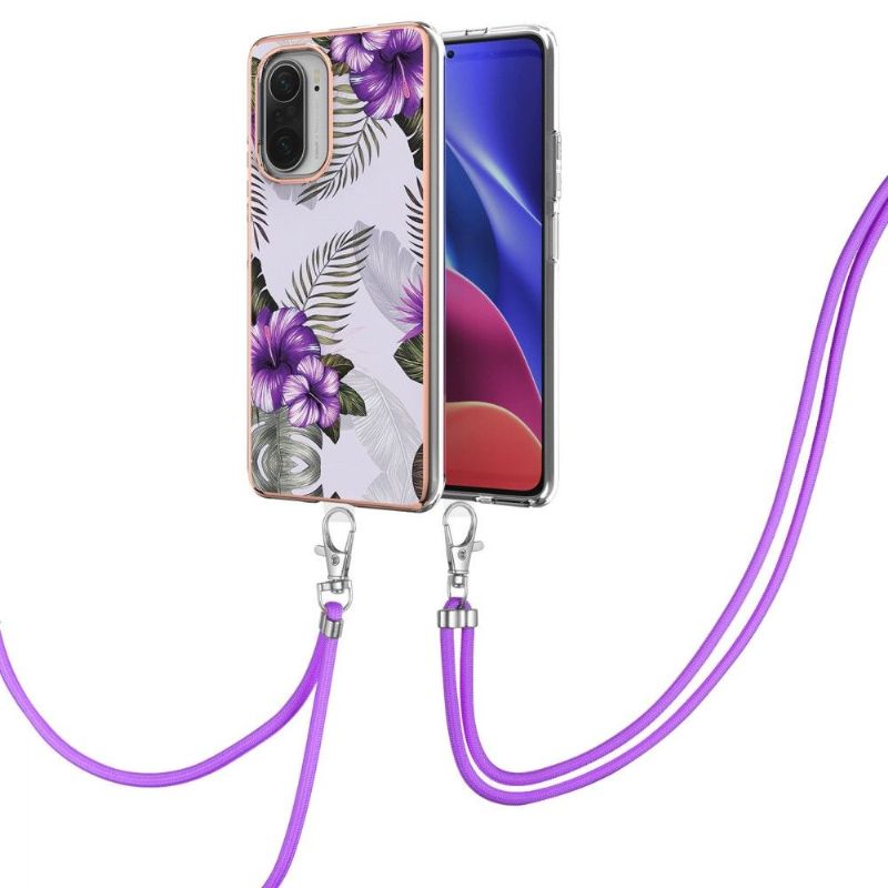 Coque Poco F3 / Xiaomi Mi 11i 5G fleurs exotiques à cordon