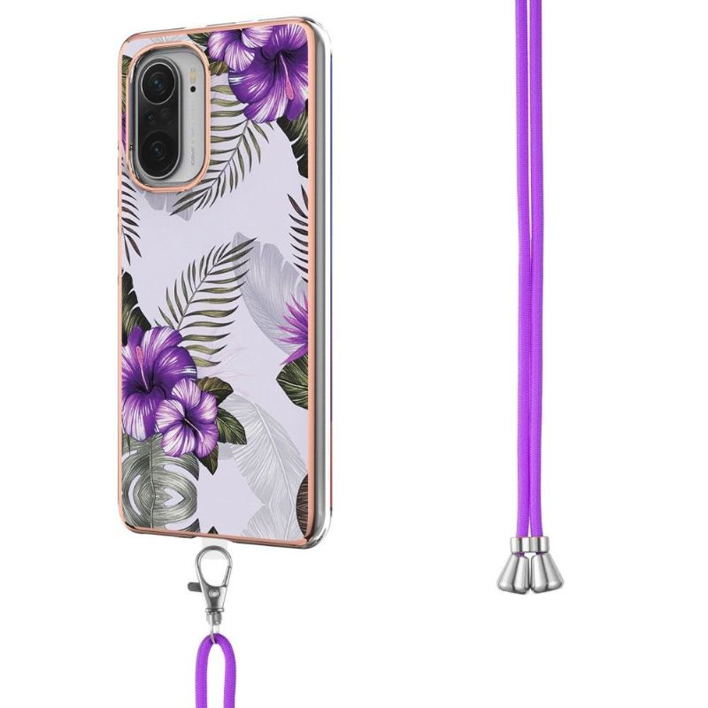 Coque Poco F3 / Xiaomi Mi 11i 5G fleurs exotiques à cordon